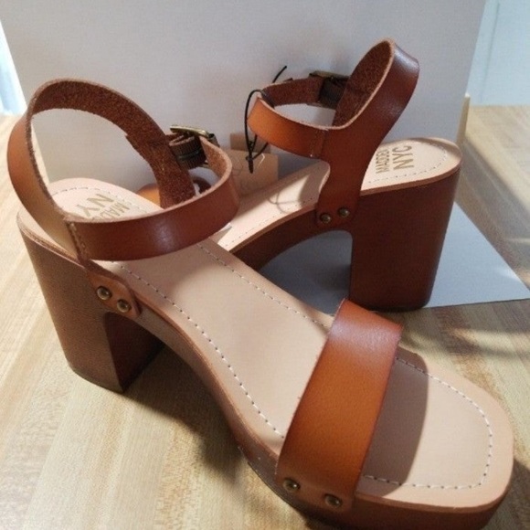 Madden NYC Women's Slingback Lift Platform Sandals - Cognac Brown Size 9 Shoe - Picture 5 of 11